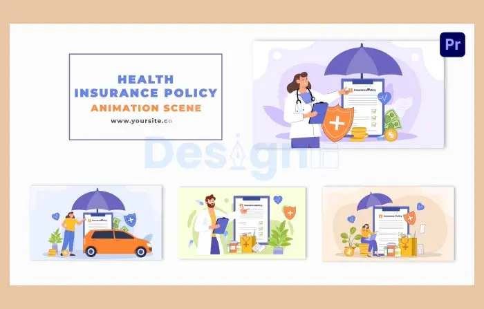 Animated Flat 2D Design Health Insurance Policy